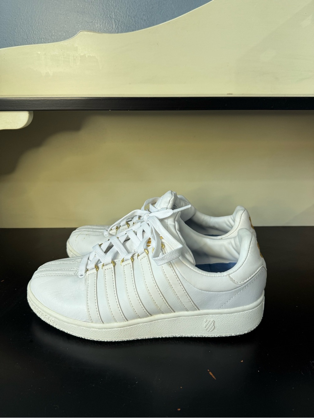 K-Swiss Women's White Low-Top Sneakers with Gold Accents